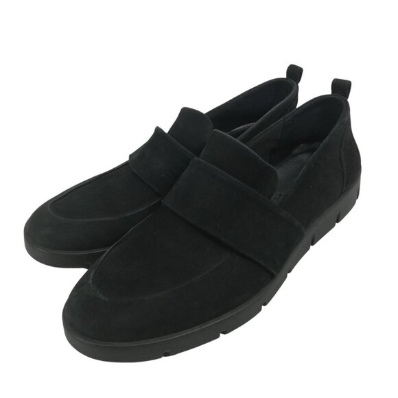 Ecco Bella Nubuck Loafers Size EU 40 US 9-9.5 Black Leather Slip On Oxford Shoes - Picture 1 of 10